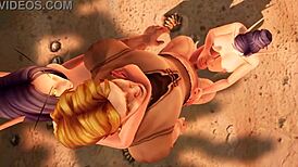 handjob on the beach in warcraft parody with curvy anime babe