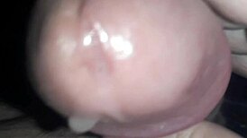 Masturbation session with a massive cock up close