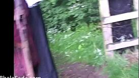 British babe strips nude outdoors