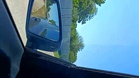 Blonde Couple's Public Handjob In Car Ends With Cumshot!