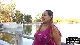 Pregnant Cassandra Cakez in hardcore fetish blowjob with swallow