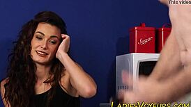 Clothed brunette watchin me, dang I’m so turned on!