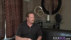 Milf Khloe Kush delivers epic blowjob to client after steamy full-body massage session. Pure fantasy!