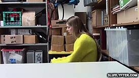 Nadya Nabakova deepthroats big cock in the office shop
