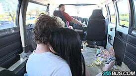 Lesbian Action with Rebecca Linares and Teen Babes Madelyn Monroe in Car
