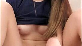 Hot college girl teases with a kinky footjob using her favorite dildo.