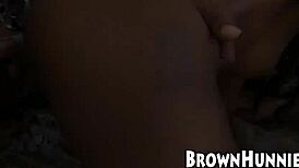 petite ebony teen lexxi gets deep anal fucked by bbc and dildo in cowgirl.