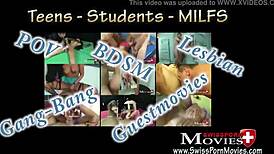 Teen bound and fucked by two guys