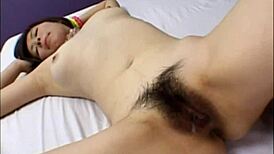 Hot japanese babe licks tits, bends over, gets fingered, and fucked hard in doggystyle with cumshot!