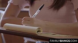 Sexy Petite Stepsisters In Uniforms Can't Wait To Kiss Each Other Passionately