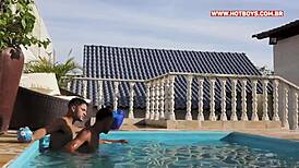 me and my partner had fun with the naughty one at the pool party