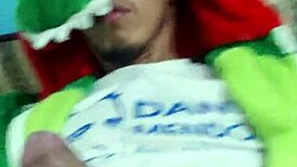 Young tattooed twink slaps his good cock while masturbating in dirty solo scene