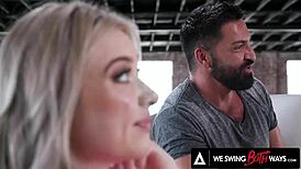 We Swing Both Ways - Horny Kaiia Eve & Her Husband Convince A Salesman To Strip & Hard Sandwich Fuck