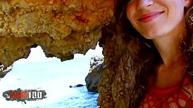 young french babe lena luminescente takes deep anal on beach