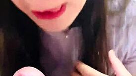 the beautiful latina prostitute with glasses gives me a blowjob and i cum on her face