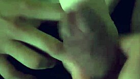 Frottage handjob with strap on between naughty couple and friend