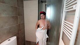 European Nurse Cums for Patient in Bedroom with Curvy Body and Toys. She Indulges in Fetish Play During Bathing.