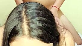 the beautiful latina prostitute with glasses gives me a blowjob and i cum on her face