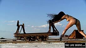 Slave Endures Nipple Clamps and Whipping