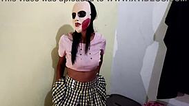 Brunette Student Skips Classes for Homemade Halloween Porn