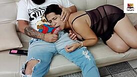 horny latina sucking friend's big cock