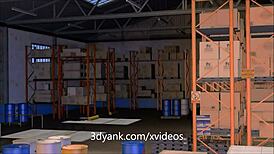 Backroom animated 3D interracial fuck unfolds wild