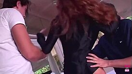 Slutty babe takes two cocks and dildo