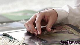 euro girlfriend butt screwed by her lover with small tits.