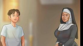 Yo, caught this church milf banging herself with a baton in Summertime Saga! 😲