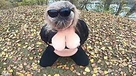 Milf receives hot big tits public massage.