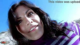 Pretty Latina Strips at Beach