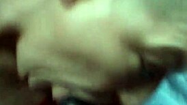 Boldly swallow two hot nuts in your mouth eagerly.