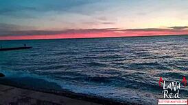 Slut Sucks Stranger's Big Dick At Sunset By The Sea And Swallows Cum With Lana Red