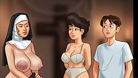 Yo, caught this church milf banging herself with a baton in Summertime Saga! 😲