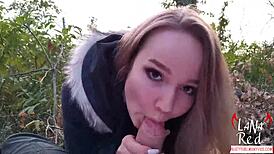 Slut Sucks Stranger's Big Dick At Sunset By The Sea And Swallows Cum With Lana Red