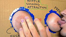 Nipple sucking with intense big tit action