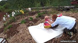 this tanned japanese teen got fucked in tight boots outdoors