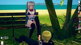 blonde big tits jk gives blowjob in 3d hentai