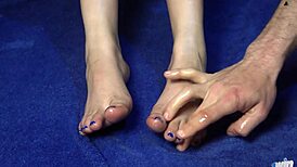 Made for Foot Fetishists: Foot Massage, Blue Nails, and a Big Oiled Butt