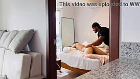 thief distracts with petite teen's curly ass banging