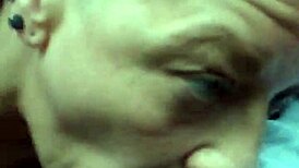 Boldly swallow two hot nuts in your mouth eagerly.