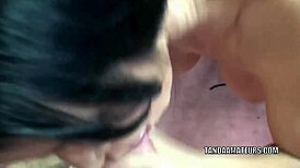 mature swinger melissa passionately swallows and blows a lucky geek in group sex