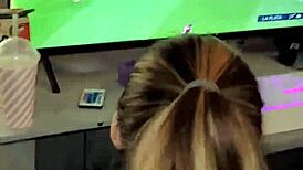 teen brunette argentinian takes creampie in tight petite ass during anal pounding