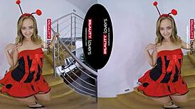 Blonde In Ladybug Costume Rides In Missionary And Cowgirl