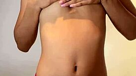 Sweet 18-year-old cutie strips naked in the bathroom! 🛁