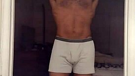 Mature brunette works out solo in dorm