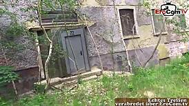 18-year-old blonde German teen picked up and banged in a public park. Her petite frame takes it all outdoors!