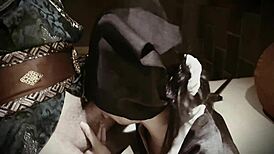 In the heat of warfare, a beautiful warrior faces rough challenges in her roleplay fantasy.