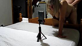 REALLY TIGHT DP WITH BIG DILDO MAKES ME CUM UP HER ARSE.