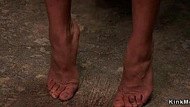 Damn! Ebony with small tits gets pounded hard in rough BDSM!